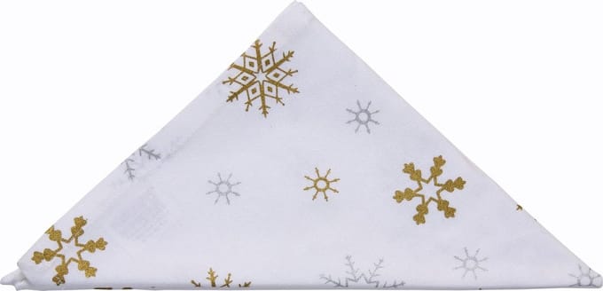 Homescapes Set van 4 witte sneeuwvlok katoenen stoffen servetten