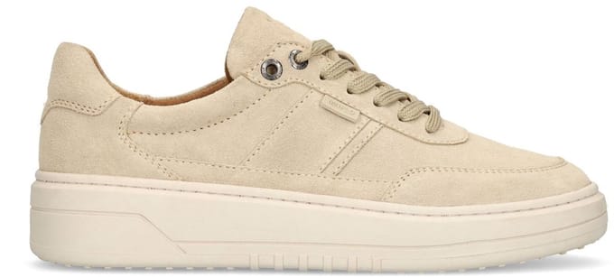 Manfield - Heren - Beige suède sneakers - Maat 43