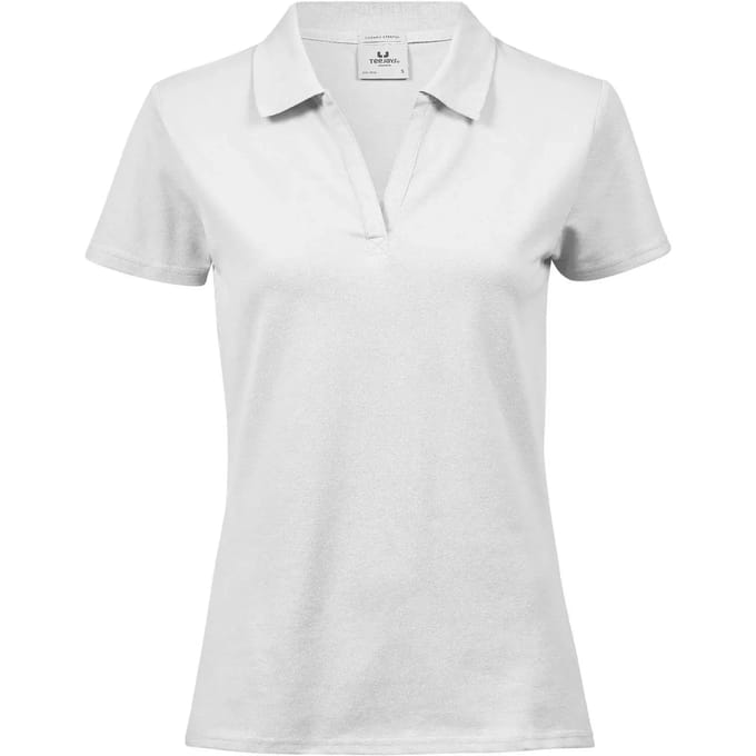 Tee Jays - Stretch V-hals polo dames - White maat S