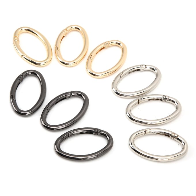 9 stuks veerringgesp 0?Ovale open tasketting met hardware, DIY-accessoires, 3 kleuren M M