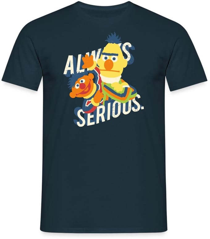 Sesamstraat Ernie Bert Altijd Serieus Always Serious T-Shirt Heren