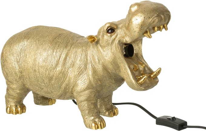J-Line tafellamp Nijlpaard- polyresin - goud