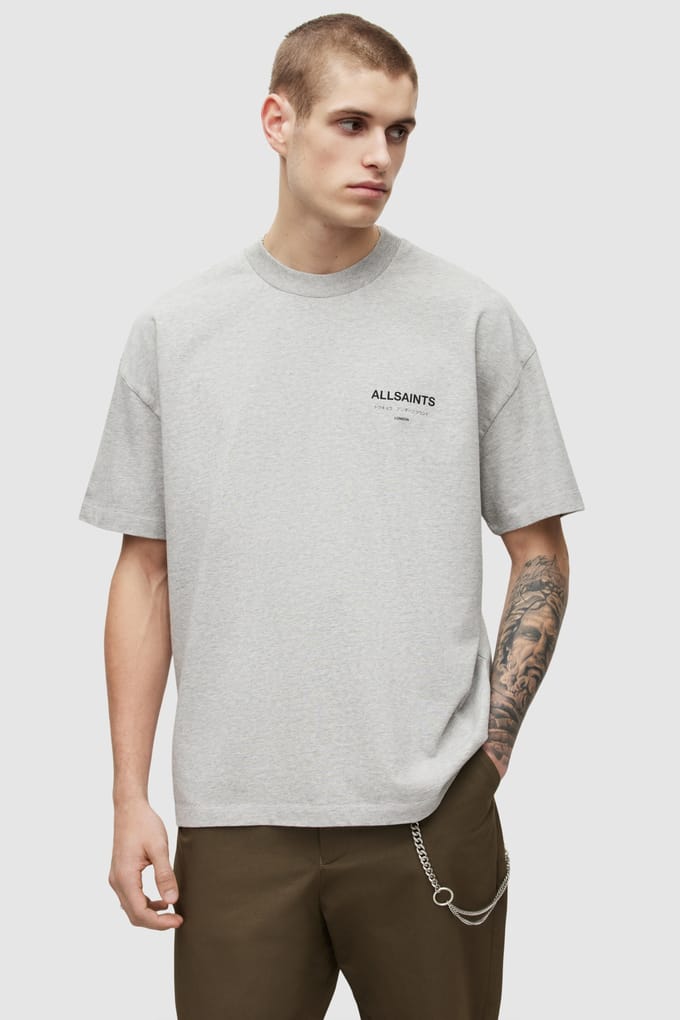 AllSaints Underground Ss Crew Grey Marl Maat: XL | Basic T-Shirts Outlet | Heren | Grijs