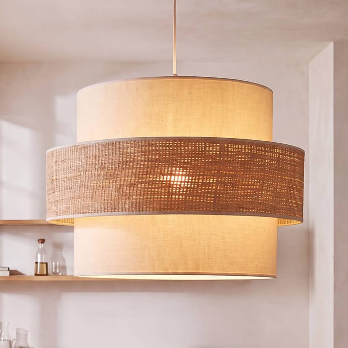 Duolla Hanglamp Space, ecru/beige, 1-lamp, textiel, E27