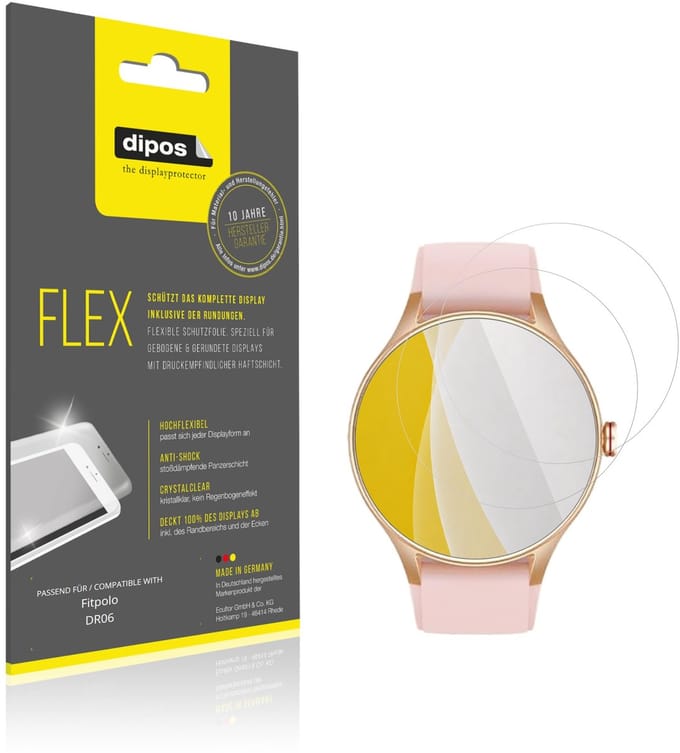dipos – 2x Beschermfolie geschikt voor Fitpolo DR06 | 3D Full Cover Screenprotector | 100% Passend