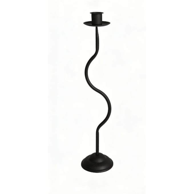 Hoge Kaarsenhouder IJzer 14,4 Inch Moderne Golvende Taper Kaarsenhouder Decoratief Centerpiece voor Tafel Bruiloft zwart