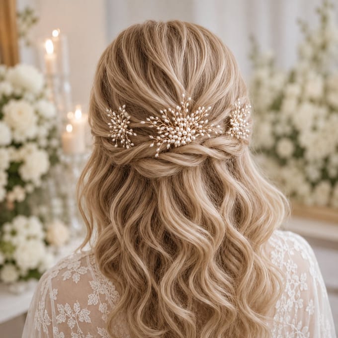 Haar in Stijl® Safa Haarkam Set van 3 Goud - Bridal Haarsteken Parels