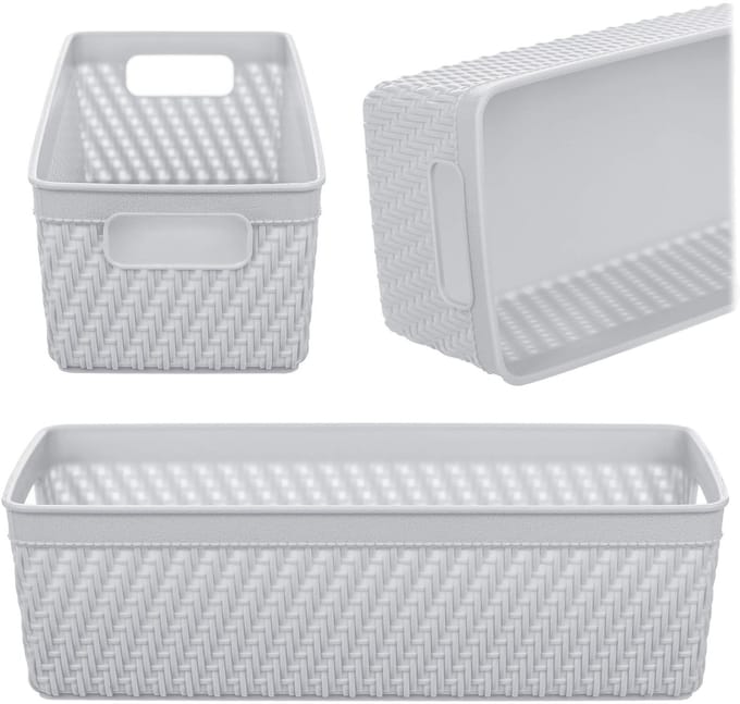 Lioni rechthoekige mand 24,5 x 10 x 7 cm lichtgrijs