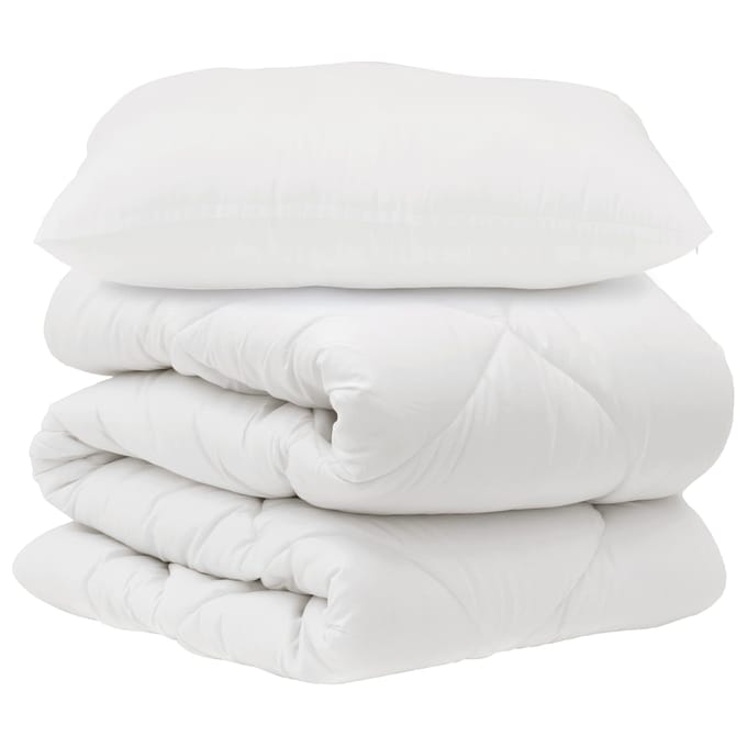 vidaXL - Deken - Set - met - kussen - 2 - st - Wit - Microvezel