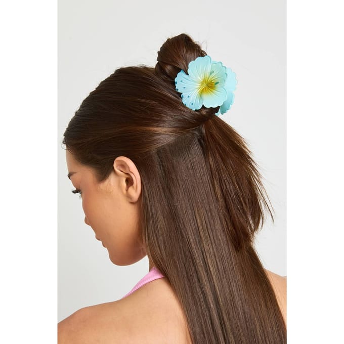 boohoo Dames Hibiscusbloem Haarklauwtje | Blauw
