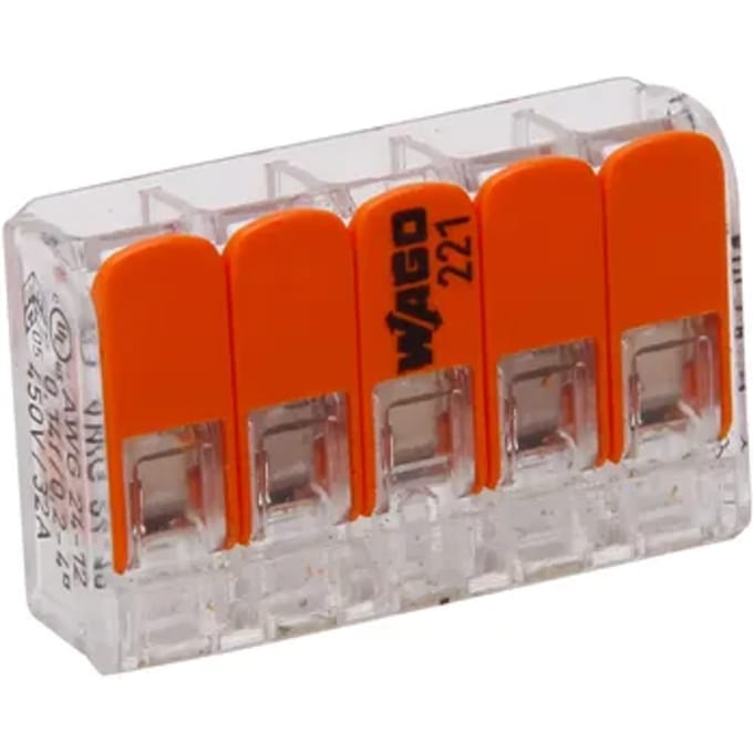 Wago Lasklem Hersluitbaar 5-voudig 0,2 - 2,5 Mm² Oranje 5 Stuks