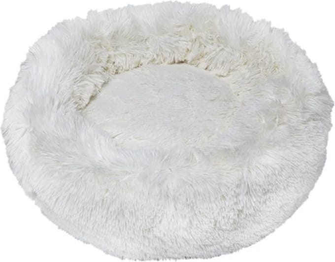 Topmast Supersoft Fluffy Donut - Hondenbed - hondenkussen - WIT - 80 cm - Made in Europe