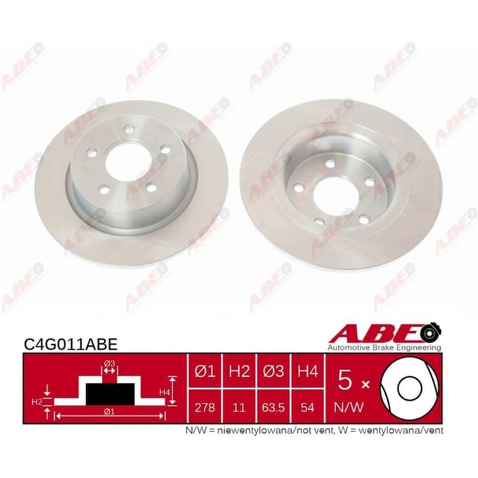 Remschijf ABE C4G011 achter, volledig, 1 Stuk