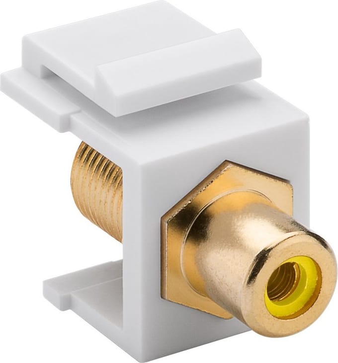 Keystone module F (v) - Tulp RCA (v) video (geel) verguld / wit