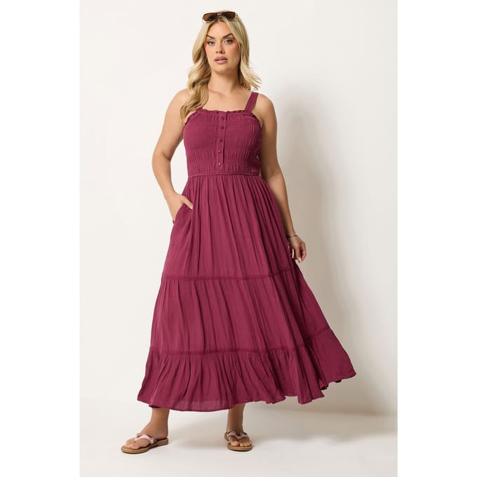 Yours Rode Jurk Met Gerimpelde Sluiting Size 48