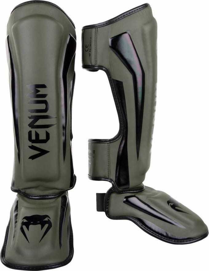 Venum Elite Kickboks Scheenbeschermers Khaki Zwart
