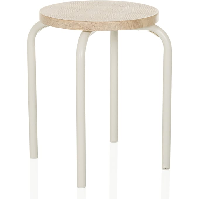 Kruk / hocker ALRANDA metaal / MDF wit / eiken hjh LIVING