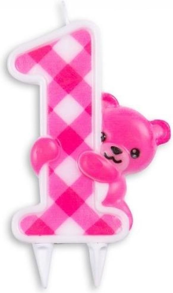 Wefiesta Eerste Verjaardagstaart Kaars Meisje 9,7 Cm Wax Roze