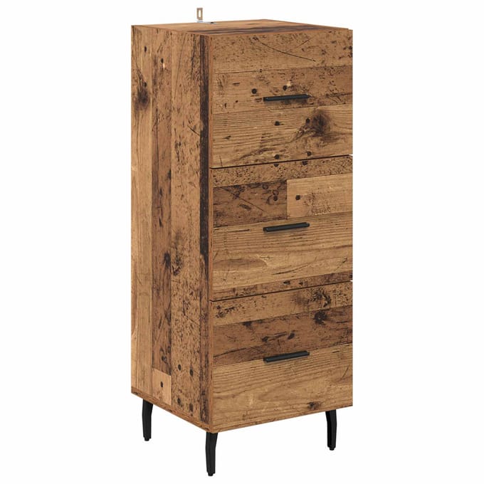 vidaXL - Dressoir - Oud - hout - 34 - x - 34,5 - x - 90 - cm - Bewerkt - hout