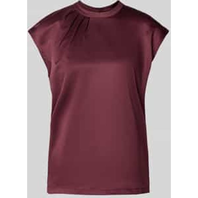 T-shirt met kapmouwen van materiaalmix