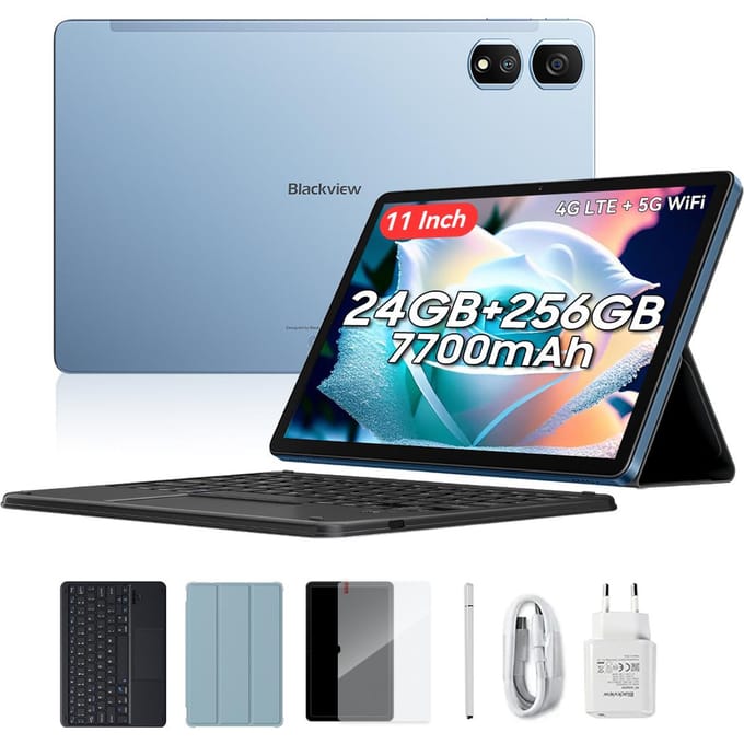 Tablette Blackview Tab 16 Pro reconditionnée Android 14 24 Go RAM 256 Go ROM Tablette de jeu grand écran 11 pouces 8+256 bleu