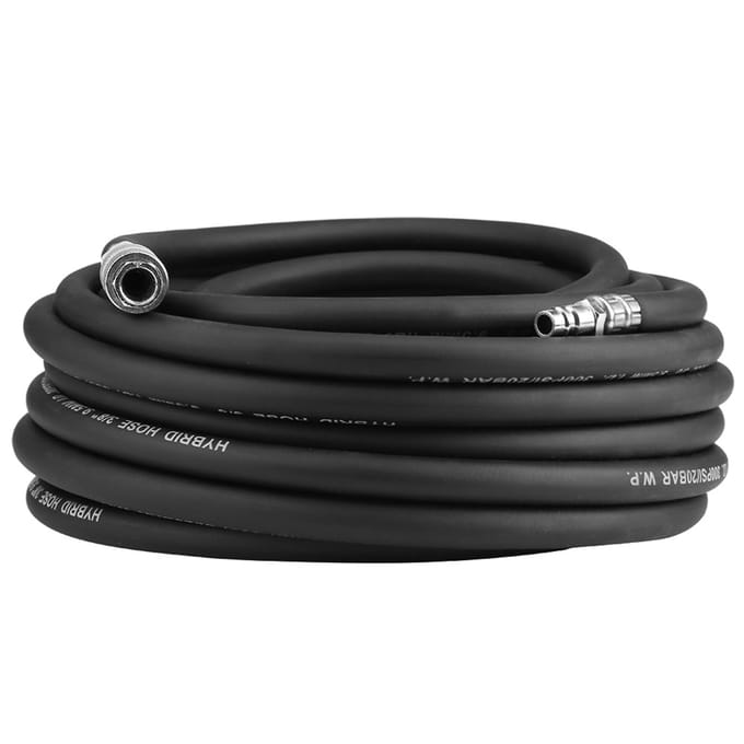 15M Flexibele Rubber Pneumatische Luchtslang met 5?Stuk Compressor Accessoire Kit Gereedschap wit