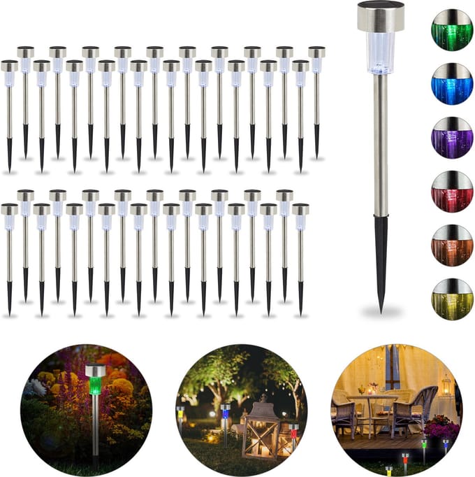 40x solarlamp - LED - tuinverlichting solar - tuinlampen - kleurwisseling