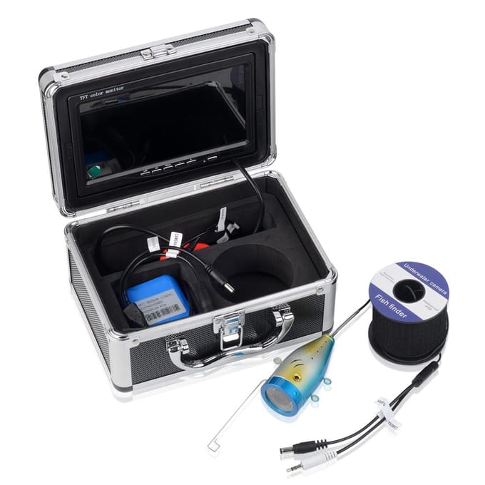 Caméra de pêche sous-marine avec moniteur LCD couleur 7  , étanche IP68 UK Plug noir