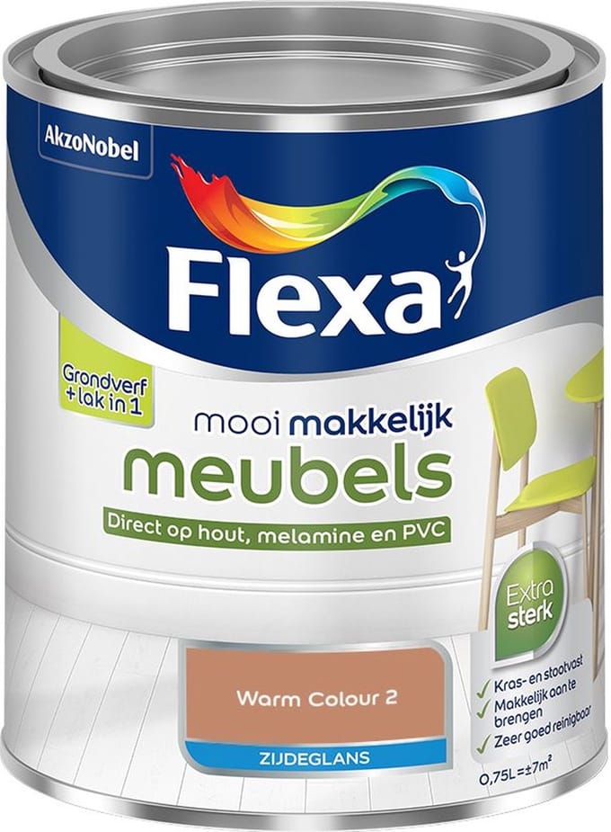 Flexa - Mooi Makkelijk Meubels Zijdeglans - Warm Colour 2 - Mengverf - 750 Ml