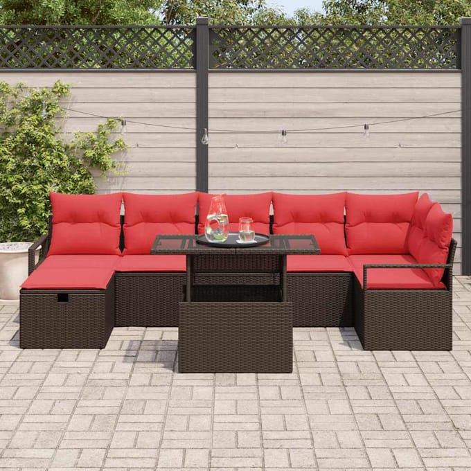 vidaXL - Tuinbank - Set - 8 - st - poly - rattan
