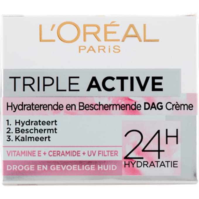 L’Oréal Paris Triple Active Hydraterende Dagcrème - Droge en Gevoelige huid - 50ml - Driedubbele werking