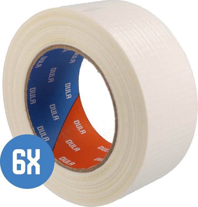 DULA Duct tape - Wit - 50mm x 50m - 6 Rollen Ducktape - Reparatie tape