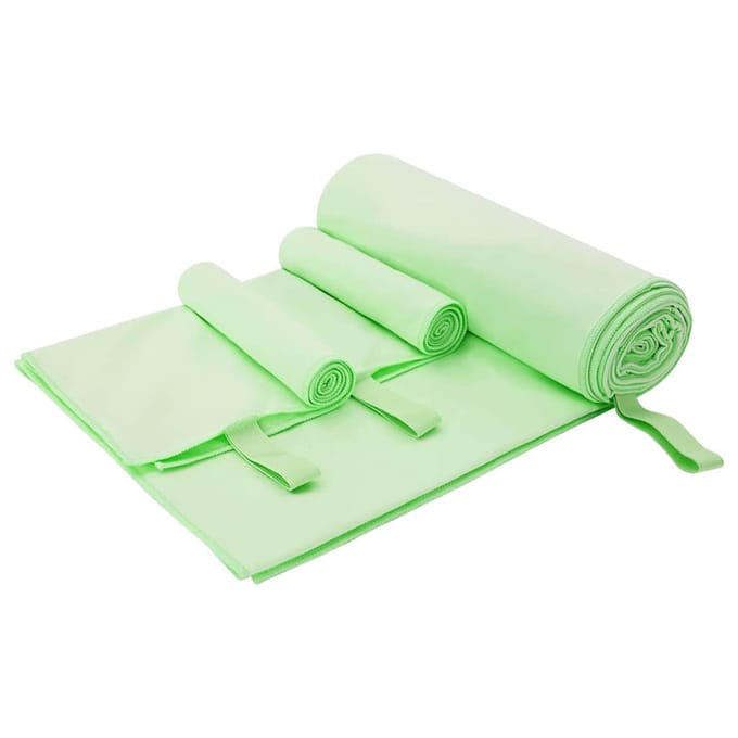 vidaXL - Sporthanddoek - Set - 3 - st - Groen - 210 - x - 100 - cm