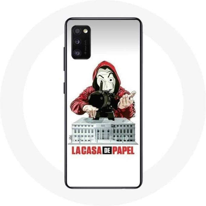 Samsung Galaxy A41 hoesje la casa de papel mask logo witte achtergrond wit