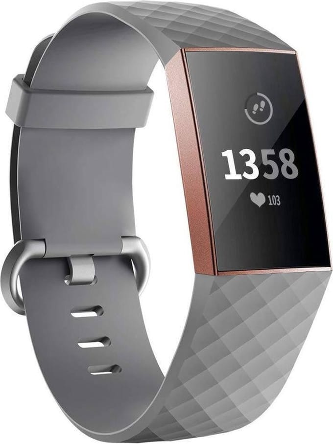 Go Go Gadget - Schubben Siliconen Bandje - Sportbandje - Fitbit Charge 3 & 4 - Grijs