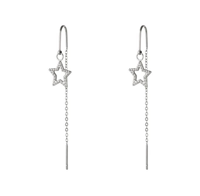 Yehwang oorbellen - Star Dangle - Zilverkleurig - Stainless Steel