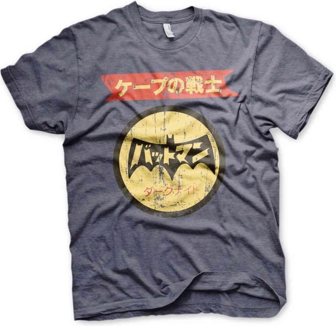 DC Comics Batman Heren Tshirt -M- Japanese Retro Logo Blauw