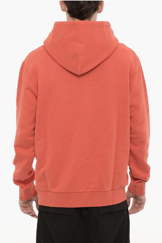 Geborstelde katoenen hoodie in oranje