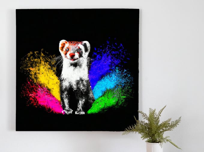 Wacky wellinformed weasel | Wacky Wellinformed Weasel | Kunst - 30x30 centimeter op Canvas | Foto op Canvas