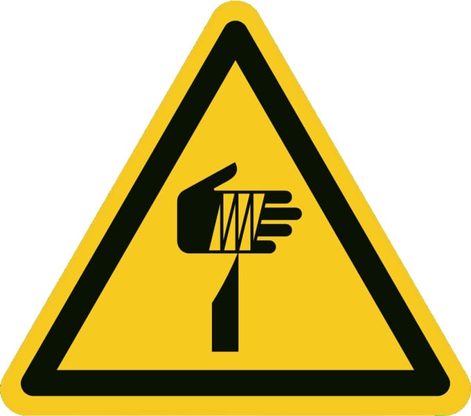 Scherpe delen sticker 200x200 mm - vinyl - ISO 7010 W022