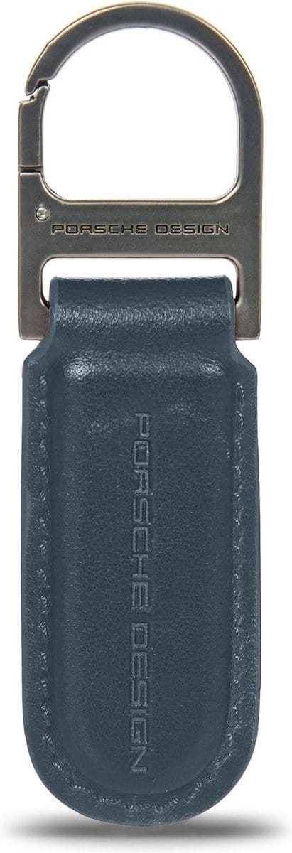 PORSCHE DESIGN Leren Sleutelhanger Keyring Oval Dark Blue Donkerblauw