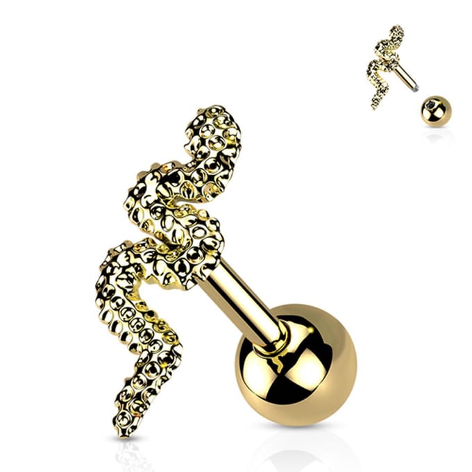 Piercing slang 1.2x6 -goud - LMPiercings
