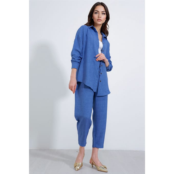 Linnenmix Lange Mouwen Shirt en Broek Set