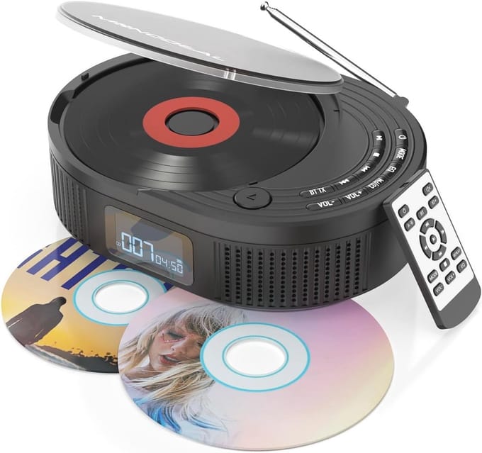 Draagbare CD-speler met Bluetooth en FM Radio - Oplaadbare Disc-speler met AUX/USB Ondersteuning