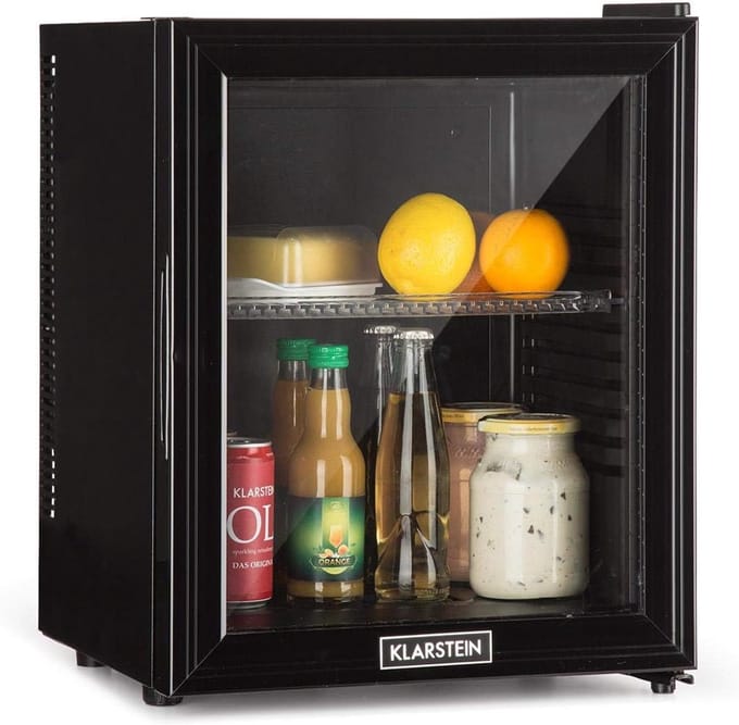 Compacte Mini Koelkast met Glazen Deur - 24L, Stil en Energiebesparend