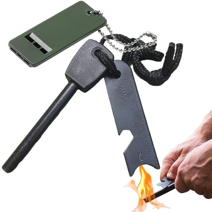 RONN® Fire kit - Firesteel - Vuurmaker - Zwart/Groen - 11cm x 8cm x 2cm