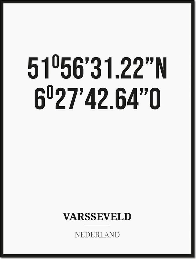 Poster/kaart VARSSEVELD met coördinaten
