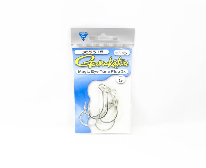 Gamakatsu 365515 Tuna Plug Magic Eye Hook 3X Taille 5/0, 5 par paquet (3083) white