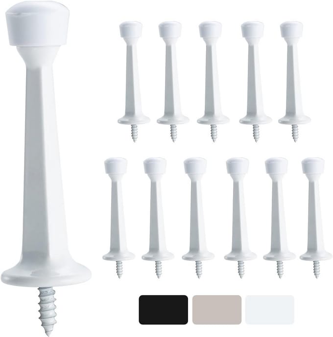 Deurstopper Zwaar 3 inch - 12 Stuks - Solide Metaal met Rubberen Tip voor Wand- en Deurbescherming
