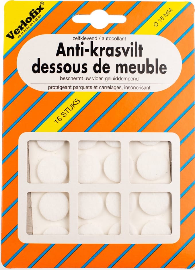 Verlofix Anti-krasvilt Zelfklevend Diameter 18mm Wit 16 Stuks